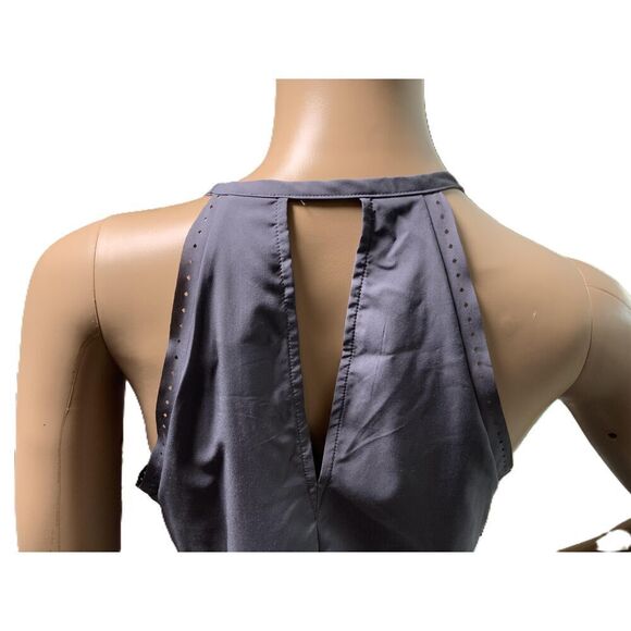 SKORO Gray Sleeveless High Neck Button Front Detail Tank Top Size Small - Picture 6 of 15
